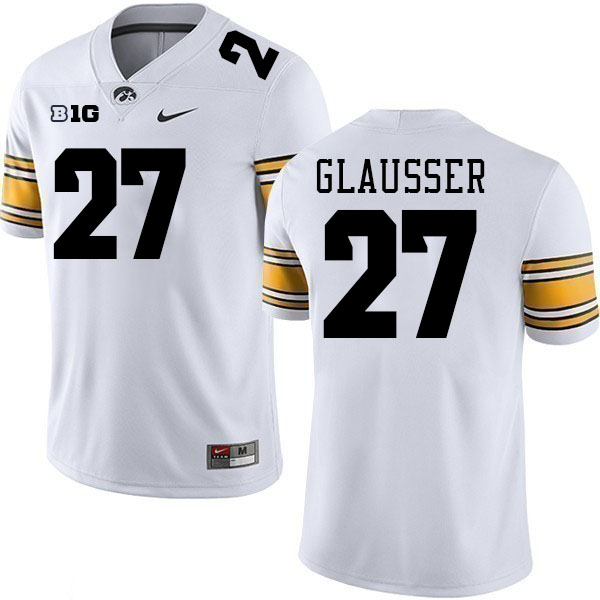 Men #27 Grant Glausser Iowa Hawkeyes College Football Jerseys Stitched-White